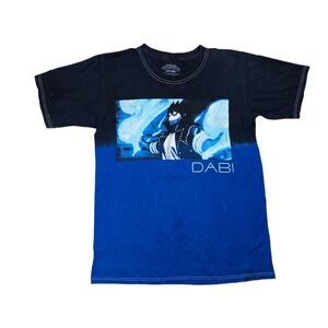 My Hero Academia Dabi Graphic T-Shirt Mens Small Blue Black Dip Dye Excellent